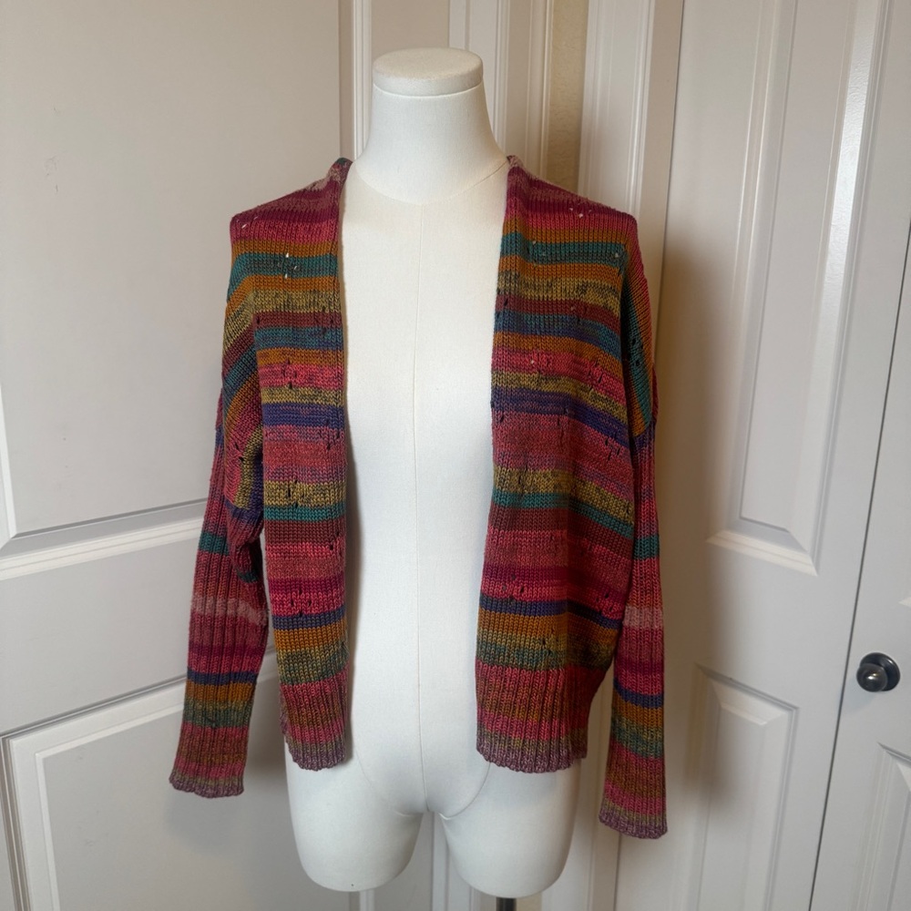 Peruvian Connection Vibrant Striped Cardigan - image 1